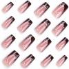 imageBABALAL French Tip Press on Nails Medium Square Fake Nails Colorful Glue ons Nails Crocodile Pattern Design Acrylic Nails 24Pcs Squoval Full Cover False NailsFNr13heart