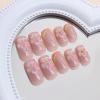 imageBABALAL French Tip Press on Nails Medium Square Fake Nails Colorful Glue ons Nails Crocodile Pattern Design Acrylic Nails 24Pcs Squoval Full Cover False NailsFNr23floral