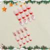 imageBABALAL French Tip Press on Nails Medium Square Fake Nails Colorful Glue ons Nails Crocodile Pattern Design Acrylic Nails 24Pcs Squoval Full Cover False NailsFNr26xmas
