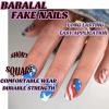 imageBABALAL French Tip Press on Nails Medium Square Fake Nails Colorful Glue ons Nails Crocodile Pattern Design Acrylic Nails 24Pcs Squoval Full Cover False NailsFNr23star