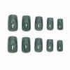 imageBABALAL French Tip Press on Nails Medium Square Fake Nails Colorful Glue ons Nails Crocodile Pattern Design Acrylic Nails 24Pcs Squoval Full Cover False NailsFNr28geen