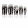 imageBABALAL French Tip Press on Nails Medium Square Fake Nails Colorful Glue ons Nails Crocodile Pattern Design Acrylic Nails 24Pcs Squoval Full Cover False NailsFNr14black