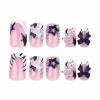 imageBABALAL French Tip Press on Nails Medium Square Fake Nails Colorful Glue ons Nails Crocodile Pattern Design Acrylic Nails 24Pcs Squoval Full Cover False NailsFNr16kitten