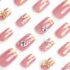 imageBABALAL French Tip Press on Nails Medium Square Fake Nails Colorful Glue ons Nails Crocodile Pattern Design Acrylic Nails 24Pcs Squoval Full Cover False NailsFNr15golden