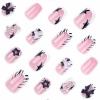 imageBABALAL French Tip Press on Nails Medium Square Fake Nails Colorful Glue ons Nails Crocodile Pattern Design Acrylic Nails 24Pcs Squoval Full Cover False NailsFNr16kitten