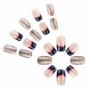 imageBABALAL French Tip Press on Nails Medium Square Fake Nails Colorful Glue ons Nails Crocodile Pattern Design Acrylic Nails 24Pcs Squoval Full Cover False NailsFNr23Independence