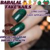 imageBABALAL French Tip Press on Nails Medium Square Fake Nails Colorful Glue ons Nails Crocodile Pattern Design Acrylic Nails 24Pcs Squoval Full Cover False NailsFNr28geen