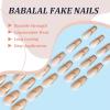 imageBABALAL Long Coffin Fake Nails Butterfly Ballerina False Nails Blue Press on Nails Glossy Acrylic Nail Tips with Design for Women and GirlsCRJH02golden