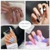 imageBABALAL Long Coffin Fake Nails Butterfly Ballerina False Nails Blue Press on Nails Glossy Acrylic Nail Tips with Design for Women and GirlsCRJH05black