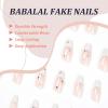 imageBABALAL Long Coffin Fake Nails Butterfly Ballerina False Nails Blue Press on Nails Glossy Acrylic Nail Tips with Design for Women and GirlsCRJH06white