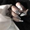 imageBABALAL Long Coffin Fake Nails Butterfly Ballerina False Nails Blue Press on Nails Glossy Acrylic Nail Tips with Design for Women and GirlsCRJH12black