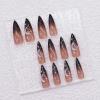 imageBABALAL Long Coffin Fake Nails Butterfly Ballerina False Nails Blue Press on Nails Glossy Acrylic Nail Tips with Design for Women and GirlsCRJH13black