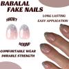 imageBABALAL Long Coffin Fake Nails Butterfly Ballerina False Nails Blue Press on Nails Glossy Acrylic Nail Tips with Design for Women and GirlsCRJH14sliver