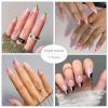 imageBABALAL Long Coffin Fake Nails Butterfly Ballerina False Nails Blue Press on Nails Glossy Acrylic Nail Tips with Design for Women and GirlsCRJH19purple