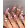 imageBABALAL Long Press on Nails Square Fake Nails Brown Glue ons Nails Wild Cheetah Design Acrylic Fall Nails 24Pcs French Tip Squoval False NailsANG01