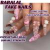 imageBABALAL Long Press on Nails Square Fake Nails Brown Glue ons Nails Wild Cheetah Design Acrylic Fall Nails 24Pcs French Tip Squoval False NailsANG01