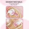 imageBABALAL Long Press on Nails Square Fake Nails Brown Glue ons Nails Wild Cheetah Design Acrylic Fall Nails 24Pcs French Tip Squoval False NailsANG02