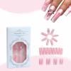 imageBABALAL Long Press on Nails Square Fake Nails Brown Glue ons Nails Wild Cheetah Design Acrylic Fall Nails 24Pcs French Tip Squoval False NailsANG02