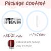 imageBABALAL Long Press on Nails Square Fake Nails Brown Glue ons Nails Wild Cheetah Design Acrylic Fall Nails 24Pcs French Tip Squoval False NailsANG03