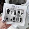 imageBABALAL Long Press on Nails Square Fake Nails Brown Glue ons Nails Wild Cheetah Design Acrylic Fall Nails 24Pcs French Tip Squoval False NailsANG03