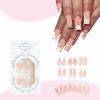 imageBABALAL Long Press on Nails Square Fake Nails Brown Glue ons Nails Wild Cheetah Design Acrylic Fall Nails 24Pcs French Tip Squoval False NailsANG04
