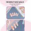 imageBABALAL Long Press on Nails Square Fake Nails Brown Glue ons Nails Wild Cheetah Design Acrylic Fall Nails 24Pcs French Tip Squoval False NailsANG04