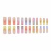 imageBABALAL Long Press on Nails Square Fake Nails Brown Glue ons Nails Wild Cheetah Design Acrylic Fall Nails 24Pcs French Tip Squoval False NailsANG04flower