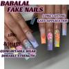 imageBABALAL Long Press on Nails Square Fake Nails Brown Glue ons Nails Wild Cheetah Design Acrylic Fall Nails 24Pcs French Tip Squoval False NailsANG04flower