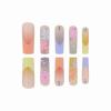 imageBABALAL Long Press on Nails Square Fake Nails Brown Glue ons Nails Wild Cheetah Design Acrylic Fall Nails 24Pcs French Tip Squoval False NailsANG04flower