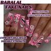 imageBABALAL Long Press on Nails Square Fake Nails Brown Glue ons Nails Wild Cheetah Design Acrylic Fall Nails 24Pcs French Tip Squoval False NailsANG04y2k