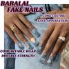 imageBABALAL Long Press on Nails Square Fake Nails Brown Glue ons Nails Wild Cheetah Design Acrylic Fall Nails 24Pcs French Tip Squoval False NailsANG05