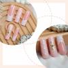 imageBABALAL Long Press on Nails Square Fake Nails Brown Glue ons Nails Wild Cheetah Design Acrylic Fall Nails 24Pcs French Tip Squoval False NailsANG05flower