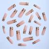 imageBABALAL Long Press on Nails Square Fake Nails Brown Glue ons Nails Wild Cheetah Design Acrylic Fall Nails 24Pcs French Tip Squoval False NailsANG07