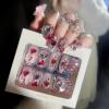 imageBABALAL Long Press on Nails Square Fake Nails Brown Glue ons Nails Wild Cheetah Design Acrylic Fall Nails 24Pcs French Tip Squoval False NailsANG07luxury