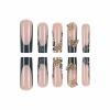 imageBABALAL Long Press on Nails Square Fake Nails Brown Glue ons Nails Wild Cheetah Design Acrylic Fall Nails 24Pcs French Tip Squoval False NailsANG08butterly