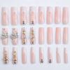 imageBABALAL Long Press on Nails Square Fake Nails Brown Glue ons Nails Wild Cheetah Design Acrylic Fall Nails 24Pcs French Tip Squoval False NailsANG10