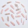 imageBABALAL Long Press on Nails Square Fake Nails Brown Glue ons Nails Wild Cheetah Design Acrylic Fall Nails 24Pcs French Tip Squoval False NailsANG10