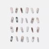 imageBABALAL Long Press on Nails Square Fake Nails Brown Glue ons Nails Wild Cheetah Design Acrylic Fall Nails 24Pcs French Tip Squoval False NailsANG12