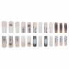 imageBABALAL Long Press on Nails Square Fake Nails Brown Glue ons Nails Wild Cheetah Design Acrylic Fall Nails 24Pcs French Tip Squoval False NailsANG12