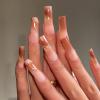 imageBABALAL Long Press on Nails Square Fake Nails Brown Glue ons Nails Wild Cheetah Design Acrylic Fall Nails 24Pcs French Tip Squoval False NailsANG13