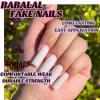 imageBABALAL Long Press on Nails Square Fake Nails Brown Glue ons Nails Wild Cheetah Design Acrylic Fall Nails 24Pcs French Tip Squoval False NailsANG14