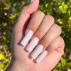 imageBABALAL Long Press on Nails Square Fake Nails Brown Glue ons Nails Wild Cheetah Design Acrylic Fall Nails 24Pcs French Tip Squoval False NailsANG14