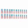 imageBABALAL Long Square Press on Nails Brown Fall Fake Nails Cheetah French Tip Design Y2k Glue ons Nails Heart Pearl Charm Acrylic Nails 24Pcs Handmade Squoval False NailsANB05