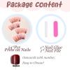 imageBABALAL Long Square Press on Nails Brown Fall Fake Nails Cheetah French Tip Design Y2k Glue ons Nails Heart Pearl Charm Acrylic Nails 24Pcs Handmade Squoval False NailsANB02cheetah