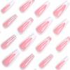 imageBABALAL Long Square Press on Nails Brown Fall Fake Nails Cheetah French Tip Design Y2k Glue ons Nails Heart Pearl Charm Acrylic Nails 24Pcs Handmade Squoval False NailsANB17