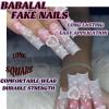 imageBABALAL Long Square Press on Nails Brown Fall Fake Nails Cheetah French Tip Design Y2k Glue ons Nails Heart Pearl Charm Acrylic Nails 24Pcs Handmade Squoval False NailsANB03