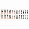 imageBABALAL Long Square Press on Nails Brown Fall Fake Nails Cheetah French Tip Design Y2k Glue ons Nails Heart Pearl Charm Acrylic Nails 24Pcs Handmade Squoval False NailsANB10