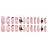 imageBABALAL Long Square Press on Nails Brown Fall Fake Nails Cheetah French Tip Design Y2k Glue ons Nails Heart Pearl Charm Acrylic Nails 24Pcs Handmade Squoval False NailsANB05leopard