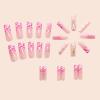 imageBABALAL Long Square Press on Nails Brown Fall Fake Nails Cheetah French Tip Design Y2k Glue ons Nails Heart Pearl Charm Acrylic Nails 24Pcs Handmade Squoval False NailsANB01