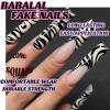 imageBABALAL Long Square Press on Nails Brown Fall Fake Nails Cheetah French Tip Design Y2k Glue ons Nails Heart Pearl Charm Acrylic Nails 24Pcs Handmade Squoval False NailsANB10